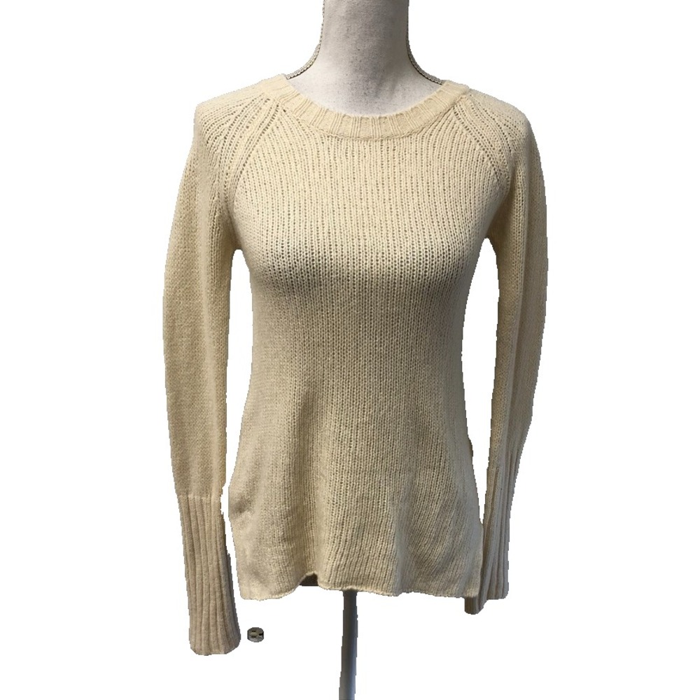 Enza Costa Cashmere Wool Sweater Jumper Womens Medium Ivory Vanilla Girl